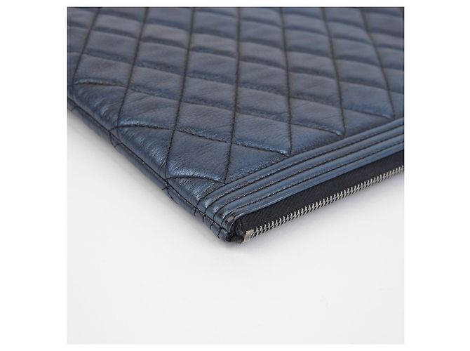 Chanel Clutch Grande Metal Boy Blu - vista 10