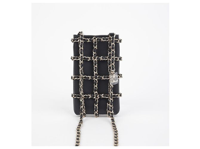Chanel Bolso cruzado de malla con soporte para teléfono Negro - vista 3