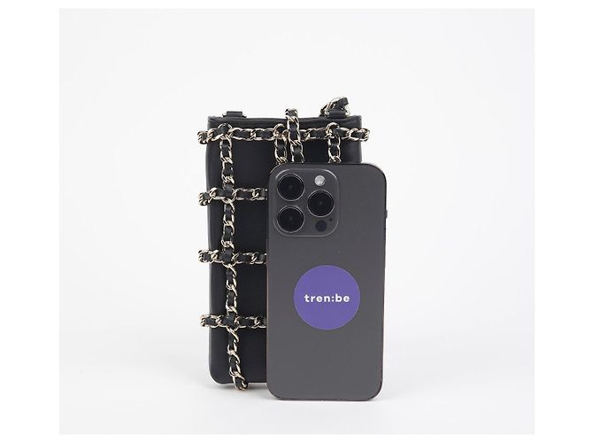 Chanel Bolso cruzado de malla con soporte para teléfono Negro - vista 6