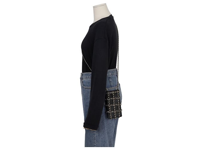 Chanel Bolso cruzado de malla con soporte para teléfono Negro - vista 8