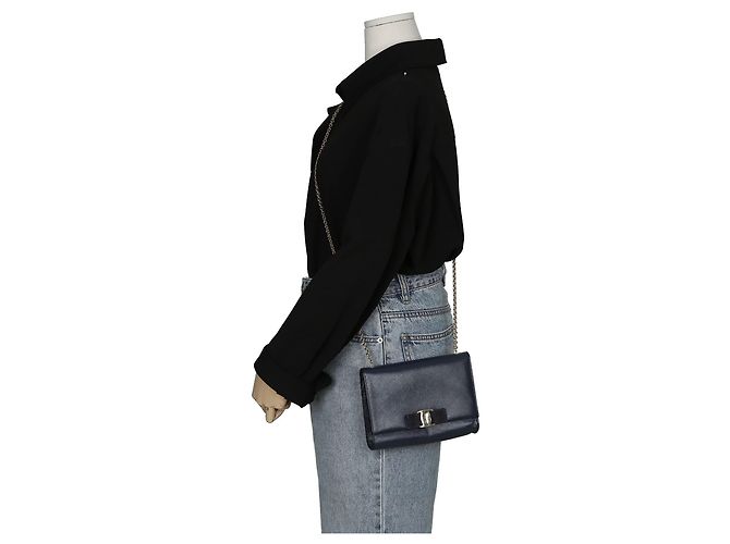Salvatore Ferragamo Borsa a tracolla Genie Bar Blu - vista 14