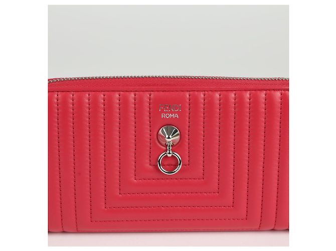 Fendi Portafoglio lungo rotondo con zip Rosso - vista 2