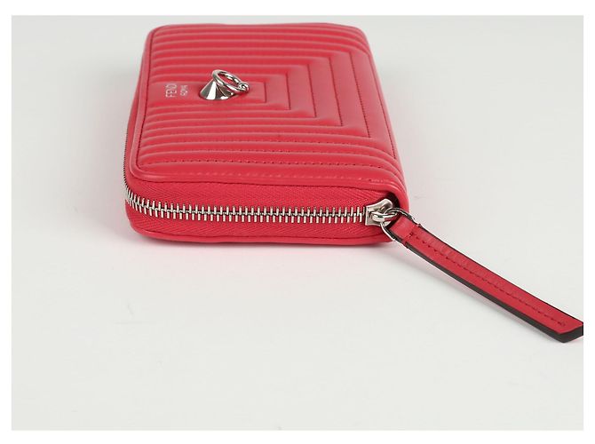 Fendi Portafoglio lungo rotondo con zip Rosso - vista 4
