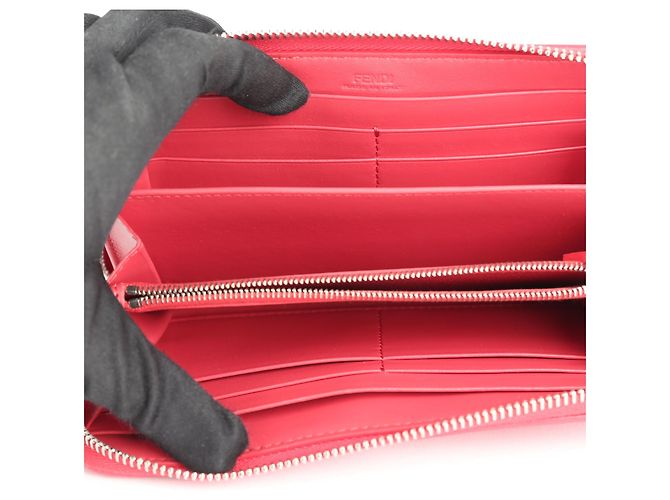 Fendi Portafoglio lungo rotondo con zip Rosso - vista 7