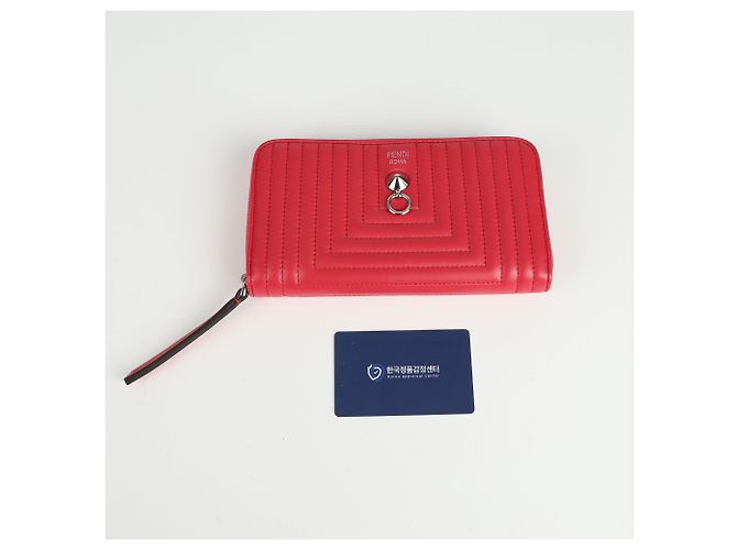Fendi Portafoglio lungo rotondo con zip Rosso - vista 8