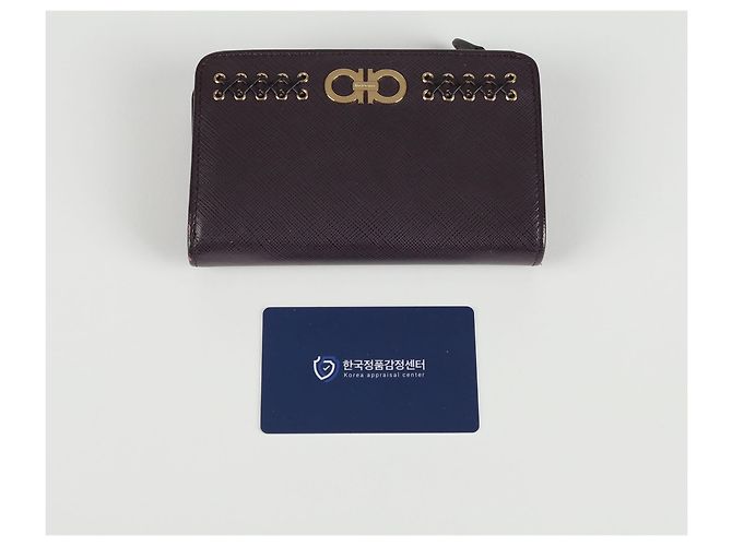 Salvatore Ferragamo Billetera Continental con Logo Gancini Púrpura - vista 10