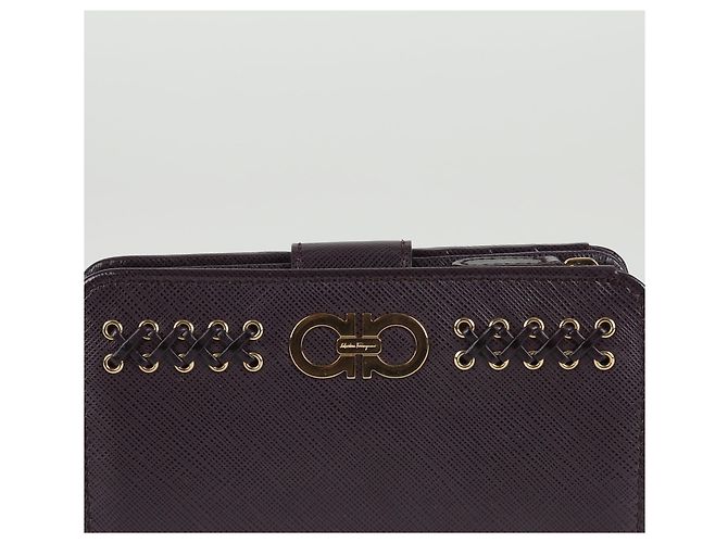 Salvatore Ferragamo Billetera Continental con Logo Gancini Púrpura - vista 2