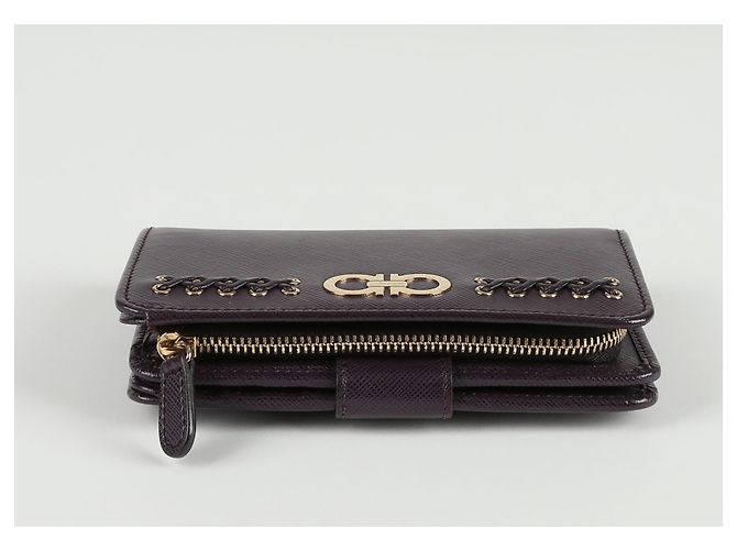 Salvatore Ferragamo Billetera Continental con Logo Gancini Púrpura - vista 4