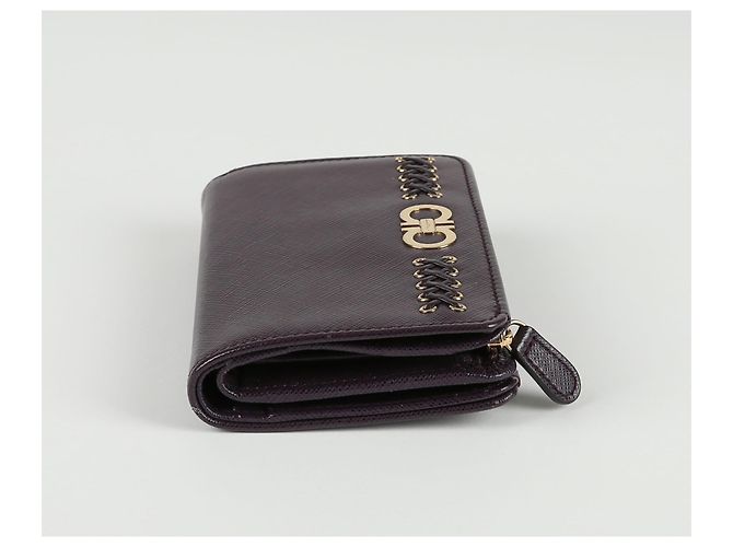 Salvatore Ferragamo Billetera Continental con Logo Gancini Púrpura - vista 5