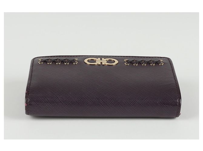 Salvatore Ferragamo Billetera Continental con Logo Gancini Púrpura - vista 6
