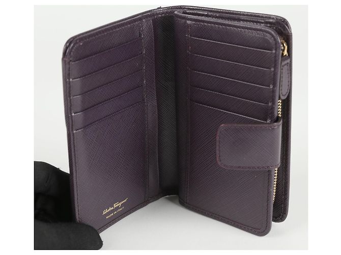 Salvatore Ferragamo Billetera Continental con Logo Gancini Púrpura - vista 8