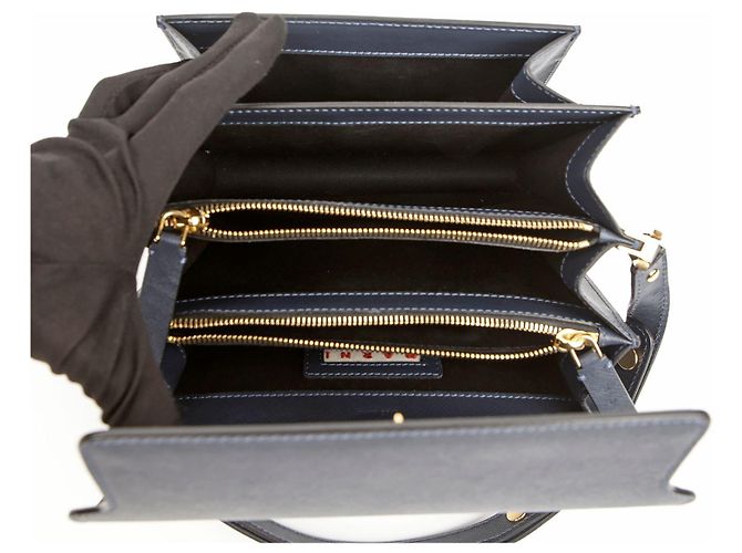 Marni Borsa a Spalla Media Trunk Blu - vista 12