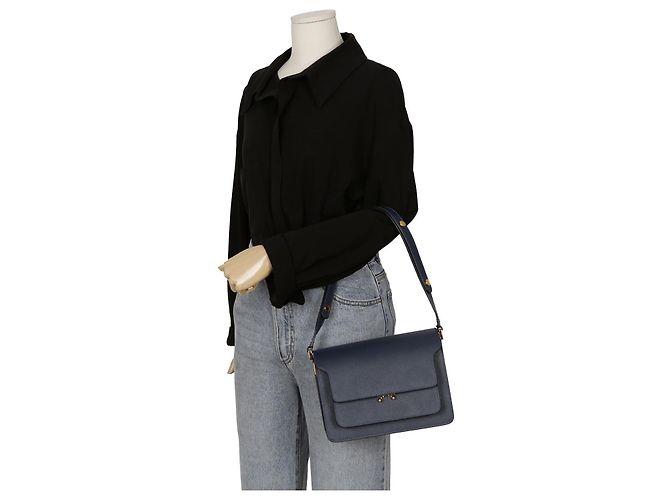 Marni Borsa a Spalla Media Trunk Blu - vista 14