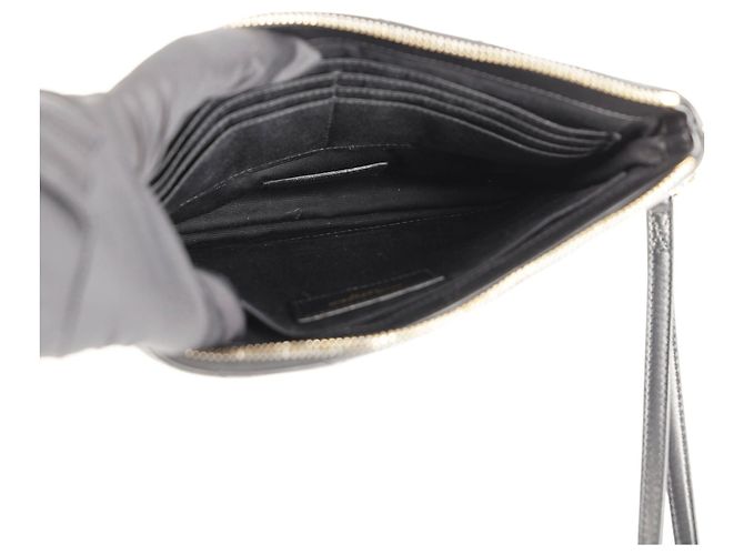 Saint Laurent Black Matelassé Monogram Pouch - view 12