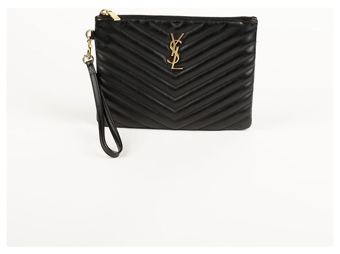 Saint Laurent Black Matelassé Monogram Pouch - view 2
