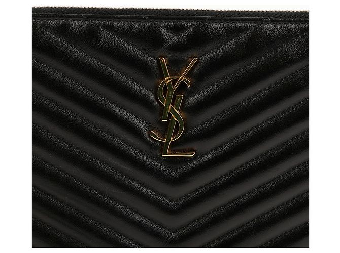 Saint Laurent Black Matelassé Monogram Pouch - view 3
