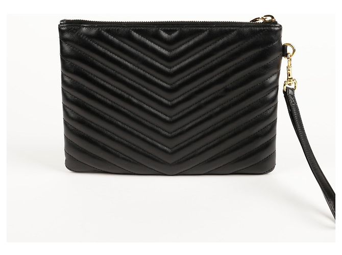 Saint Laurent Black Matelassé Monogram Pouch - view 4