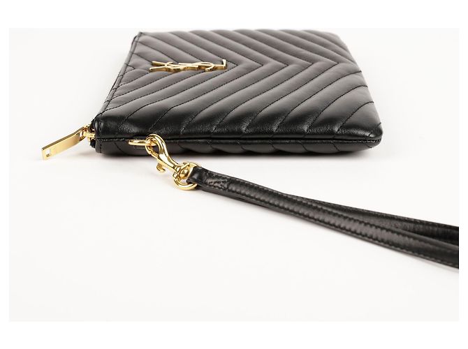 Saint Laurent Black Matelassé Monogram Pouch - view 5