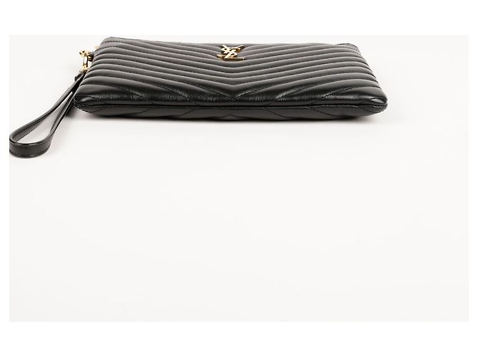 Saint Laurent Black Matelassé Monogram Pouch - view 6