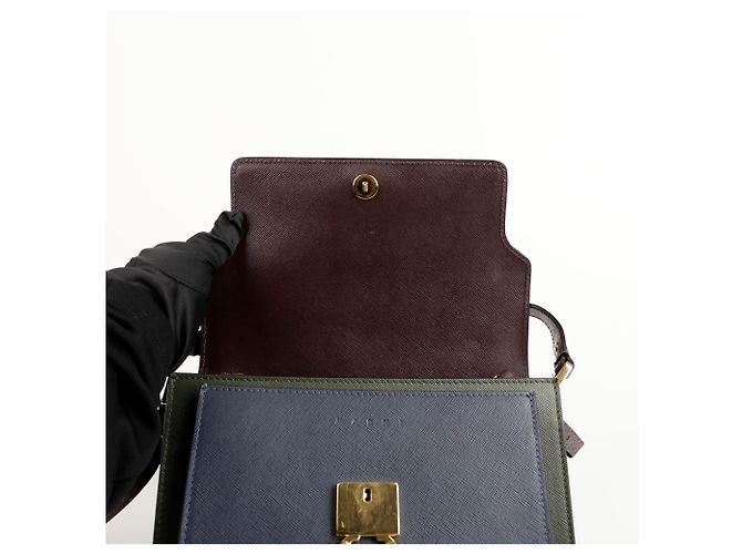 Marni Borsa a spalla e crossbody media Trunk Blu - vista 11