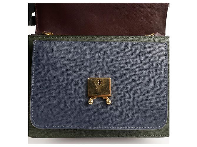 Marni Borsa a spalla e crossbody media Trunk Blu - vista 12