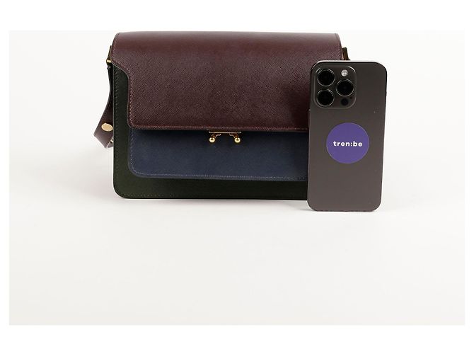 Marni Borsa a spalla e crossbody media Trunk Blu - vista 13