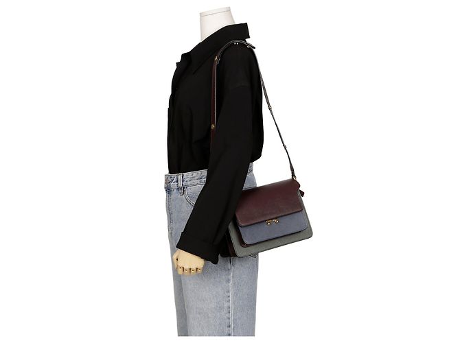 Marni Borsa a spalla e crossbody media Trunk Blu - vista 15