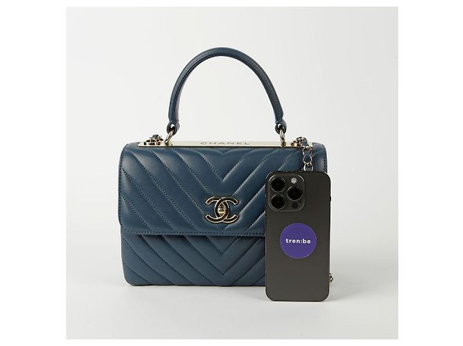 Trendy CC Chanel Borsa Tote e a Spalla CC Small Trendy Blu - vista 8