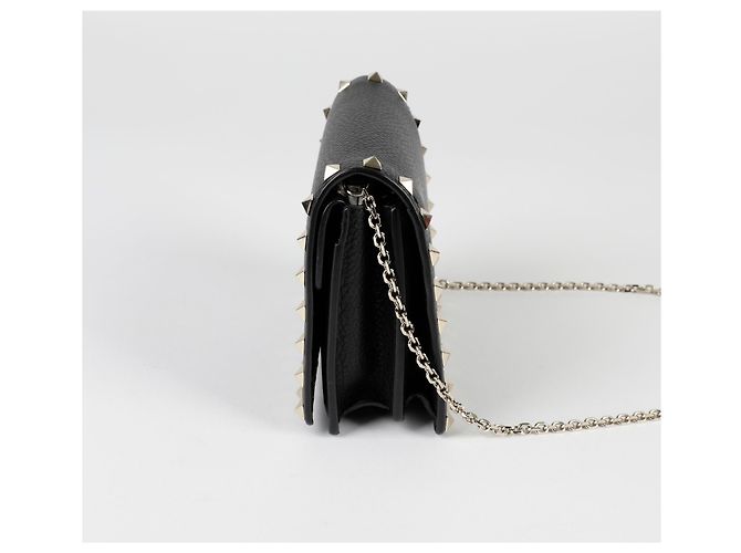 Valentino Borsa a tracolla incrociata Rockstud Mini con catena Nero - vista 3