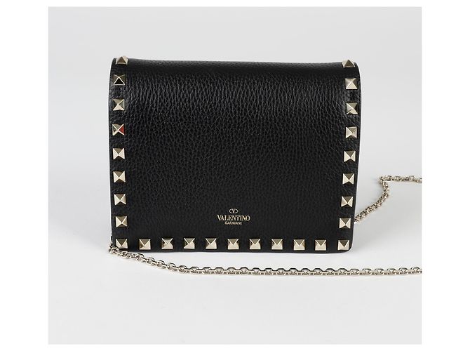 Valentino Borsa a tracolla incrociata Rockstud Mini con catena Nero - vista 4