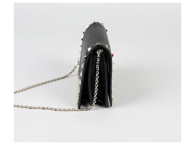 Valentino Borsa a tracolla incrociata Rockstud Mini con catena Nero - vista 5