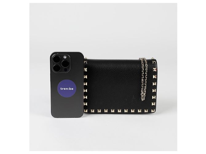 Valentino Borsa a tracolla incrociata Rockstud Mini con catena Nero - vista 7