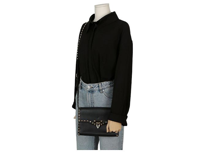 Valentino Rockstud Klappenschultertasche Schwarz - Ansicht 11