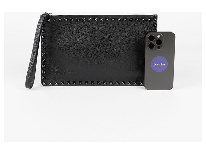 Valentino Clutch con tracolla Rockstud Nero - vista 9