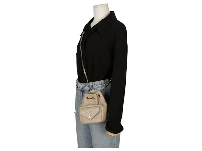 Saint Laurent Borsa a tracolla mini secchiello Zoe Marrone - vista 9