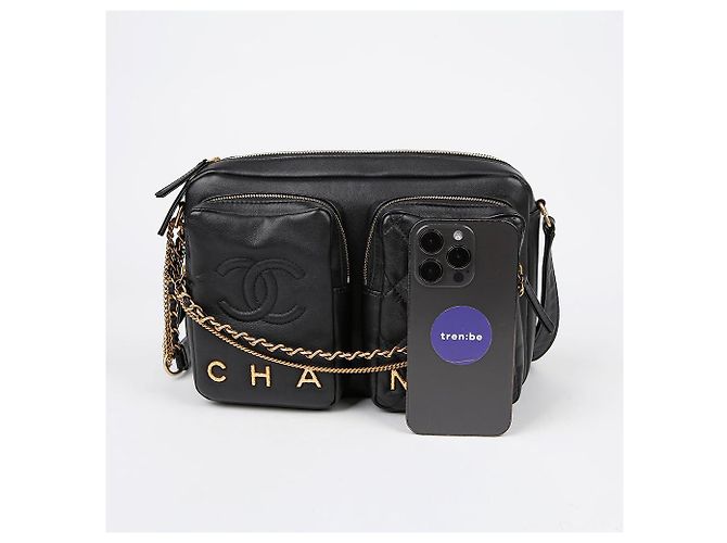 Camera Chanel Bolso cruzado mediano para cámara Negro - vista 7