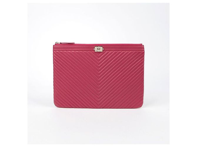 Chanel Clutch Medio Chevron Boy Rosso - vista 2