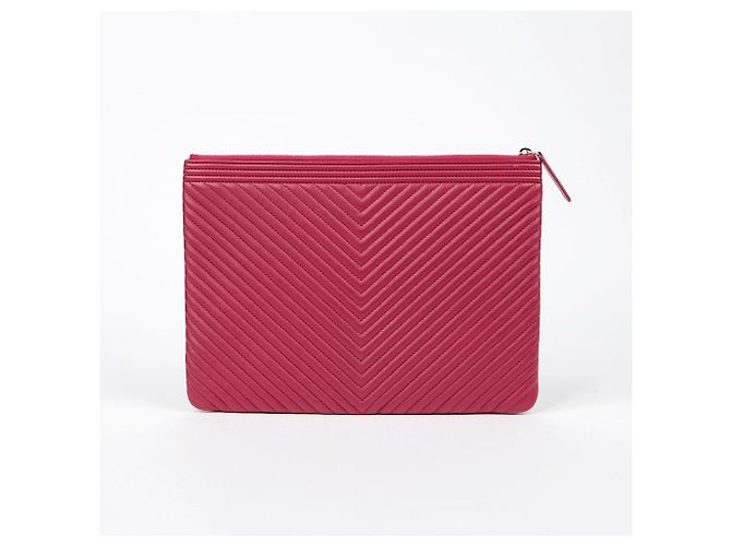 Chanel Clutch Medio Chevron Boy Rosso - vista 4