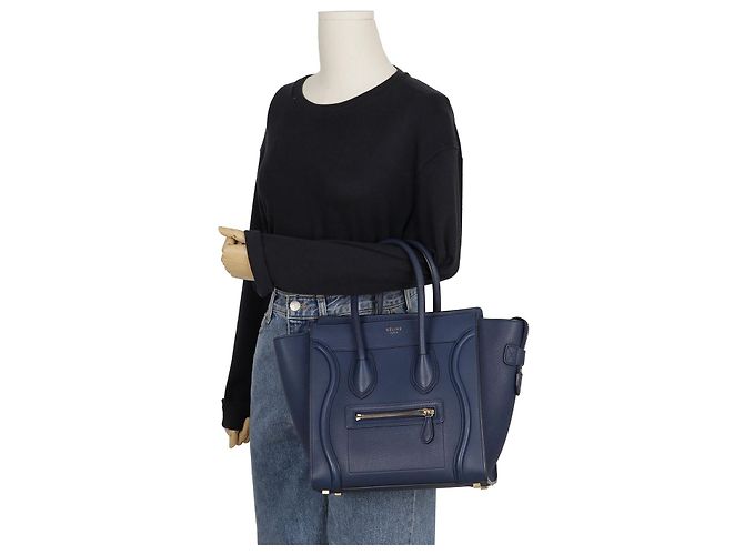 Luggage Céline Borsa Micro Tote da Viaggio Blu - vista 16