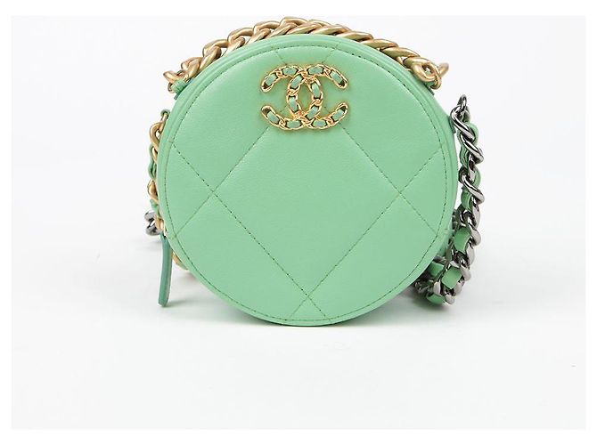 Chanel Borsa a tracolla incrociata mini catena rotonda Verde - vista 2