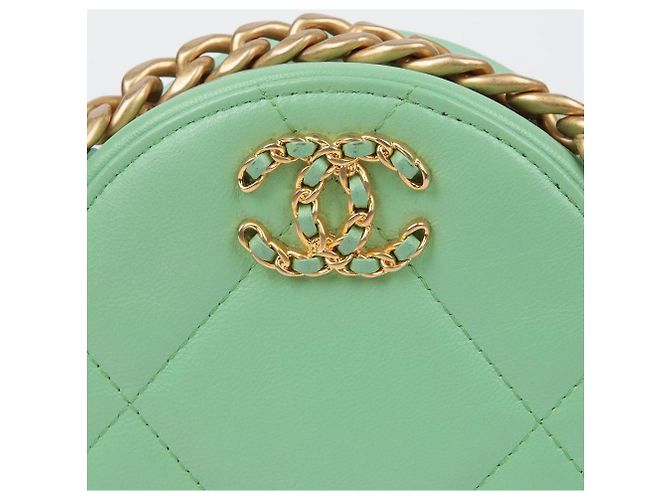 Chanel Borsa a tracolla incrociata mini catena rotonda Verde - vista 3