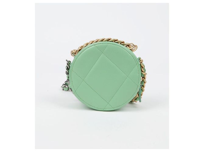 Chanel Borsa a tracolla incrociata mini catena rotonda Verde - vista 4
