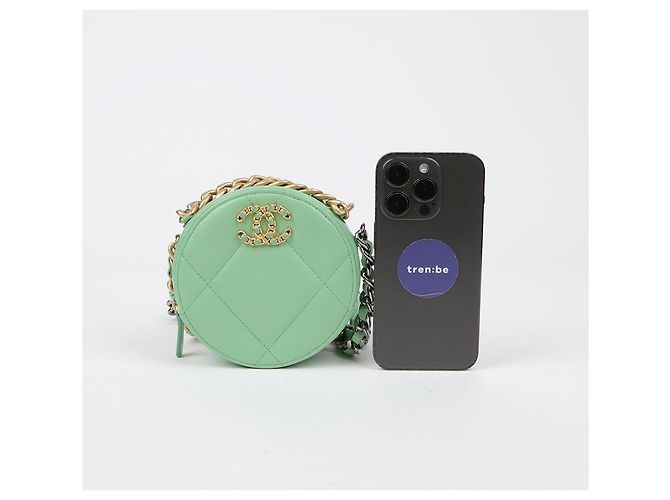 Chanel Borsa a tracolla incrociata mini catena rotonda Verde - vista 8