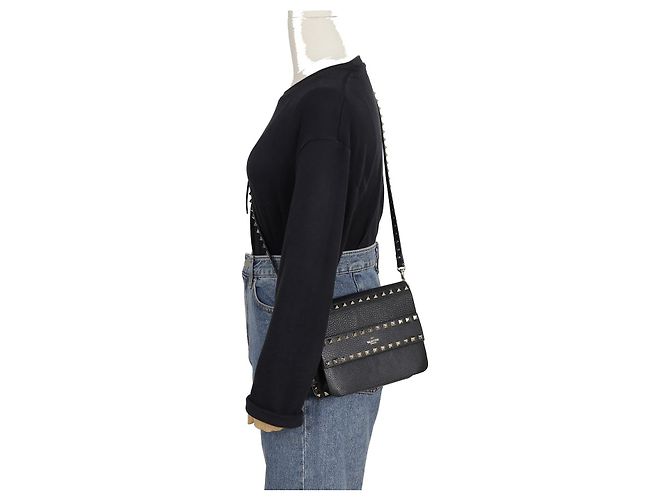 Valentino Borsa a Spalla Rockstud Nero - vista 11