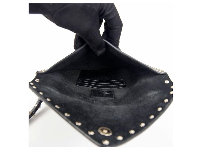 Valentino Clutch con tracolla Rockstud Nero - vista 10