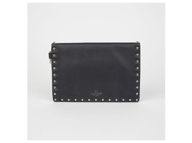 Valentino Clutch con tracolla Rockstud Nero - vista 3