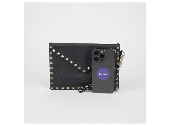 Valentino Clutch con tracolla Rockstud Nero - vista 7