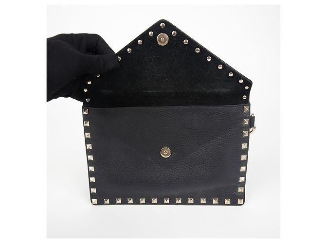 Valentino Clutch con tracolla Rockstud Nero - vista 8