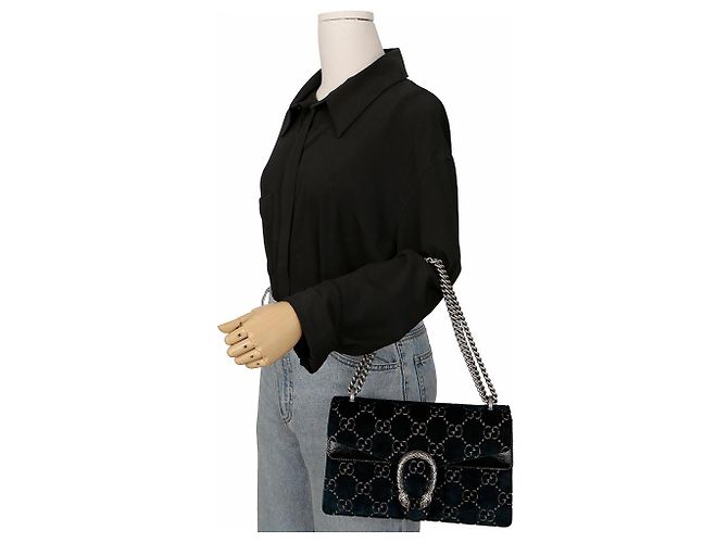 Gucci Borsa a Spalla con Catena Dionysus Small Blu - vista 11