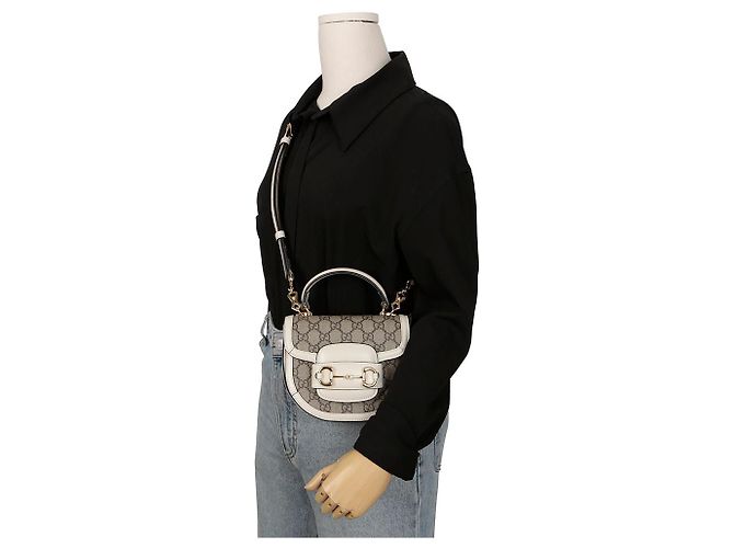 Gucci Borsa mini a manico superiore Horsebit Bianco - vista 11